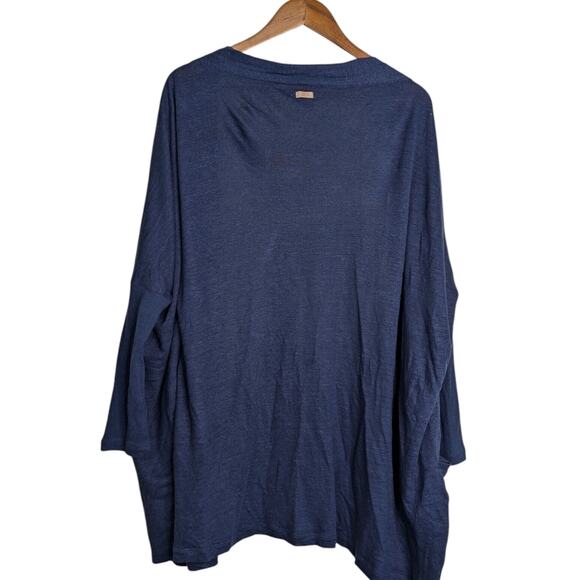 Lunya Linen Knit Cardigan Deep Blue Pockets One Size Open Front Sweater Robe - Picture 6 of 10